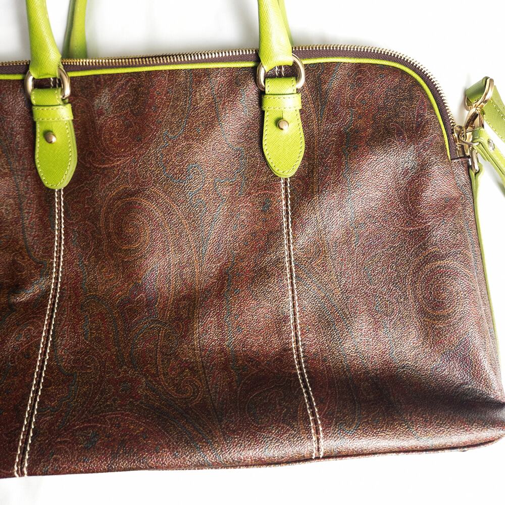 Etro Paisley Shoulder Bag Brown Lime Boho Euro Luxe Resort - Picture 4 of 13